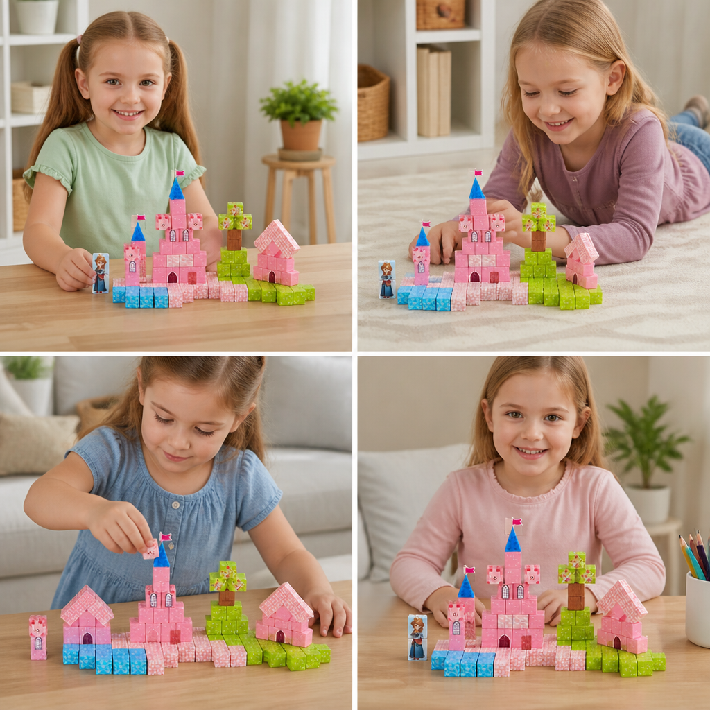 Montessori Princess Dream Castle Magnetic Building Cubes Set