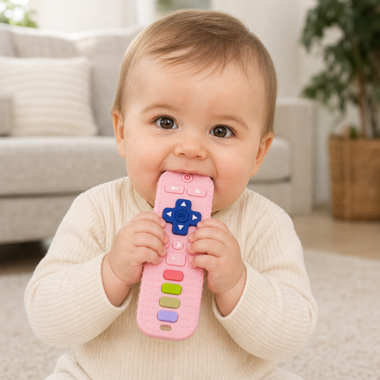 Silicone Remote Control Baby Teether – BPA-Free Sensory Chew Toy
