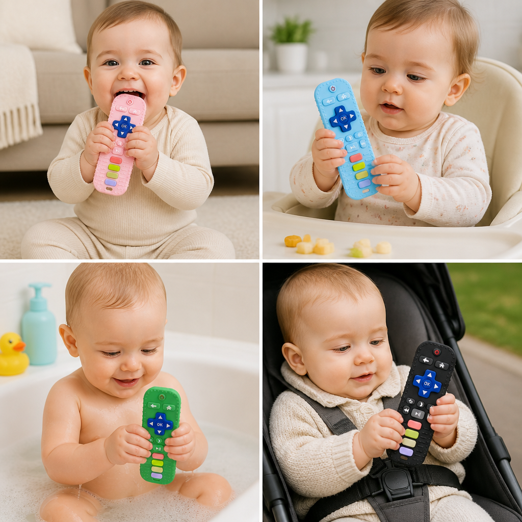 Silicone Remote Control Baby Teether – BPA-Free Sensory Chew Toy