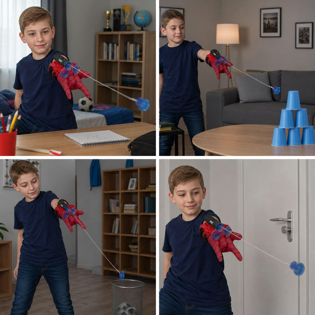 Superhero Web Launcher Glove Set – Wrist String Shooter with Suction Darts