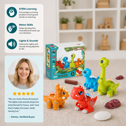 Easy-Assembly STEM Learning Dinosaur Toy with Lights & Sounds