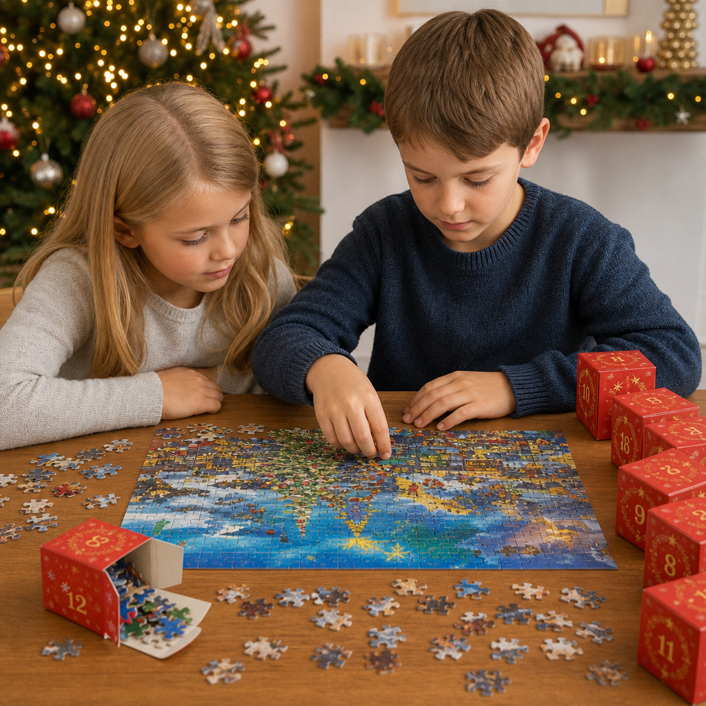 Christmas Jigsaw Puzzle Advent Calendar – 1008-Piece 24-Day Countdown Puzzle Set