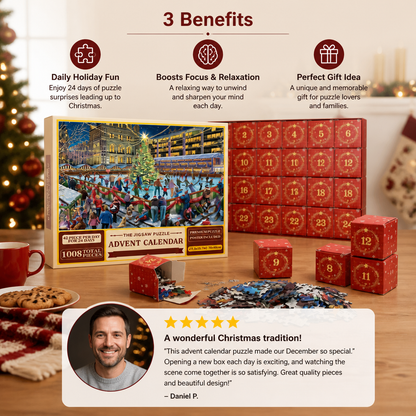 Christmas Jigsaw Puzzle Advent Calendar – 1008-Piece 24-Day Countdown Puzzle Set