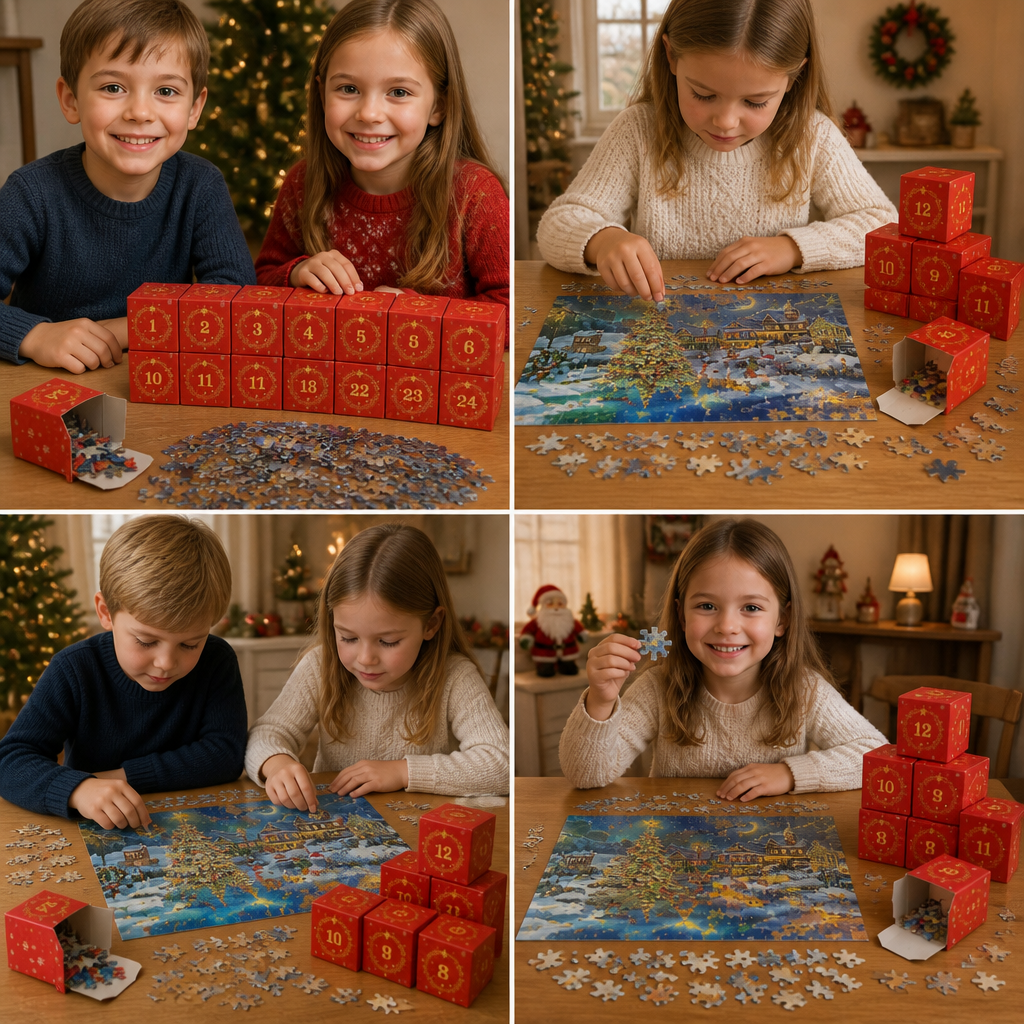 Christmas Jigsaw Puzzle Advent Calendar – 1008-Piece 24-Day Countdown Puzzle Set