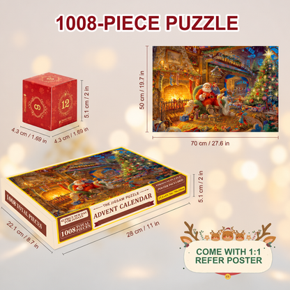 Christmas Jigsaw Puzzle Advent Calendar – 1008-Piece 24-Day Countdown Puzzle Set