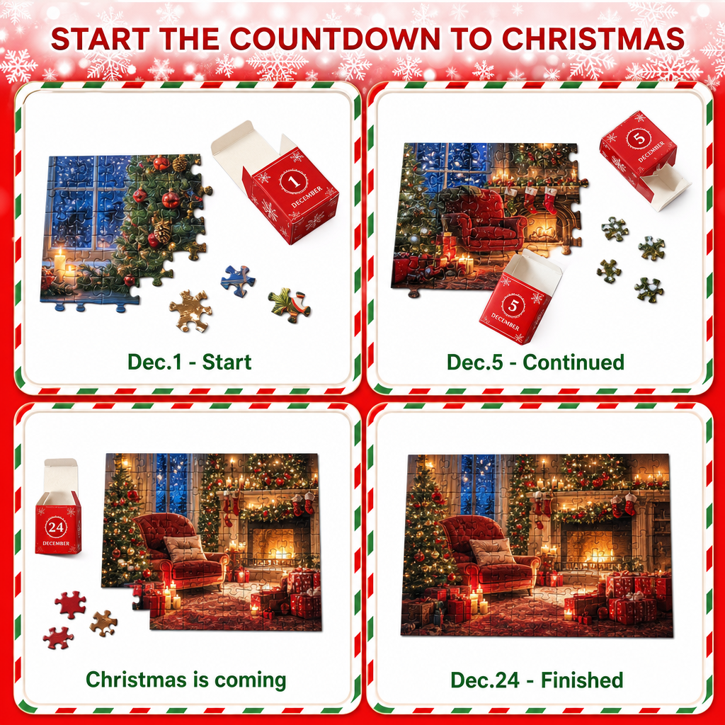 Christmas Jigsaw Puzzle Advent Calendar – 1008-Piece 24-Day Countdown Puzzle Set