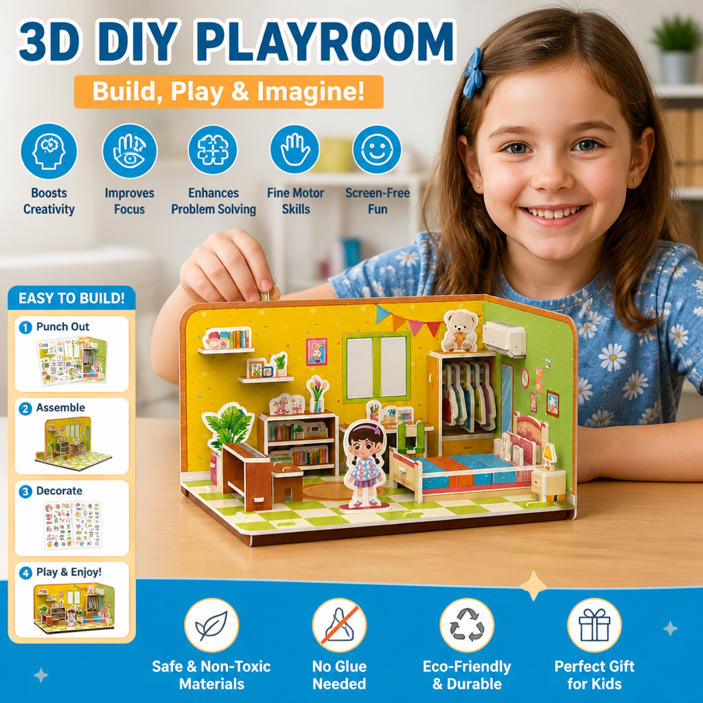 3D DIY Playroom Building Kit – Educational Puzzle & Craft Set