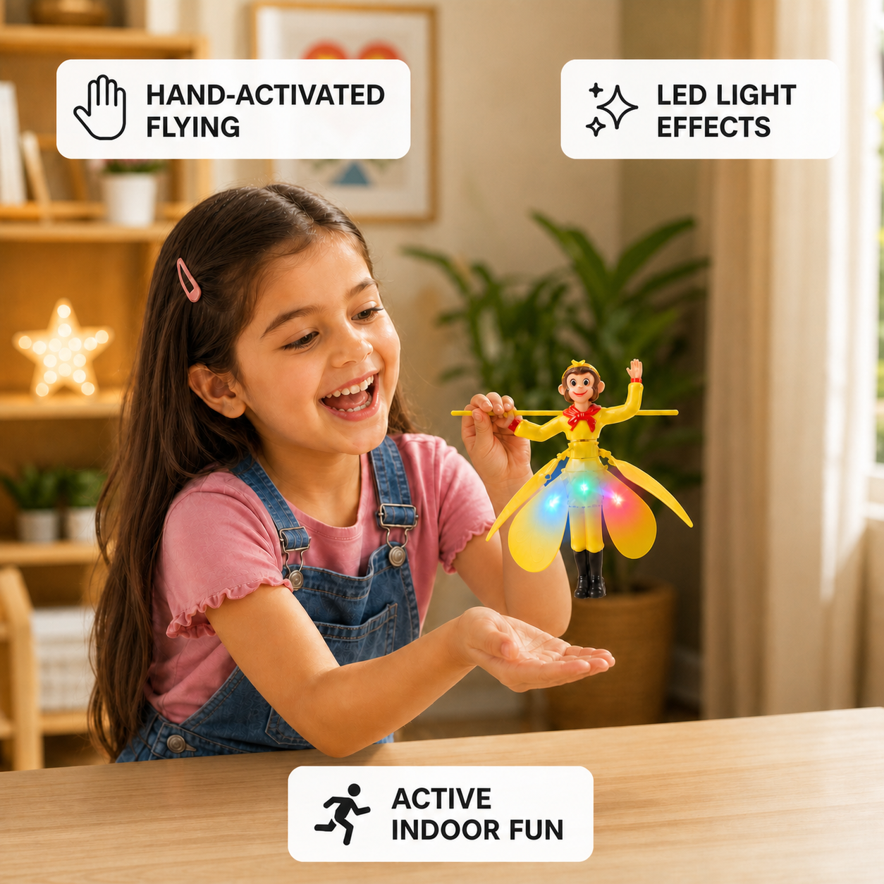 Interactive Flying Monkey Toy with Motion Sensor & LED Lights