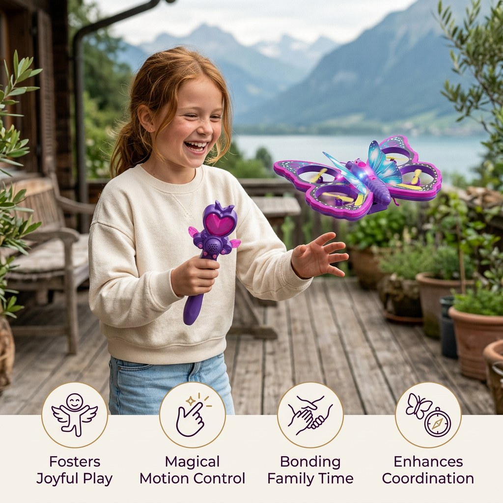 Magic Light-Up Butterfly Quadcopter Toy with Wand Control