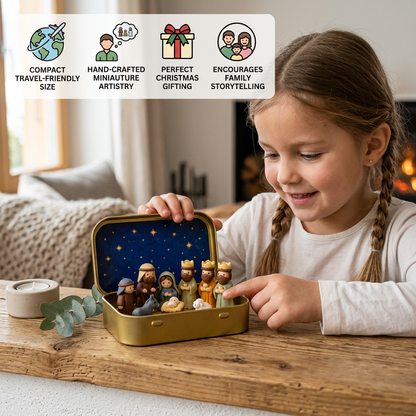Mini Nativity Scene in a Box – Hand-Painted Christmas Figurine Set