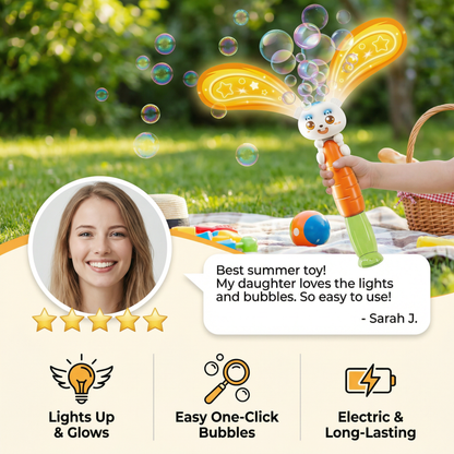 Light-Up Winged Bunny Bubble Maker – Kids Electric Bubble Wand