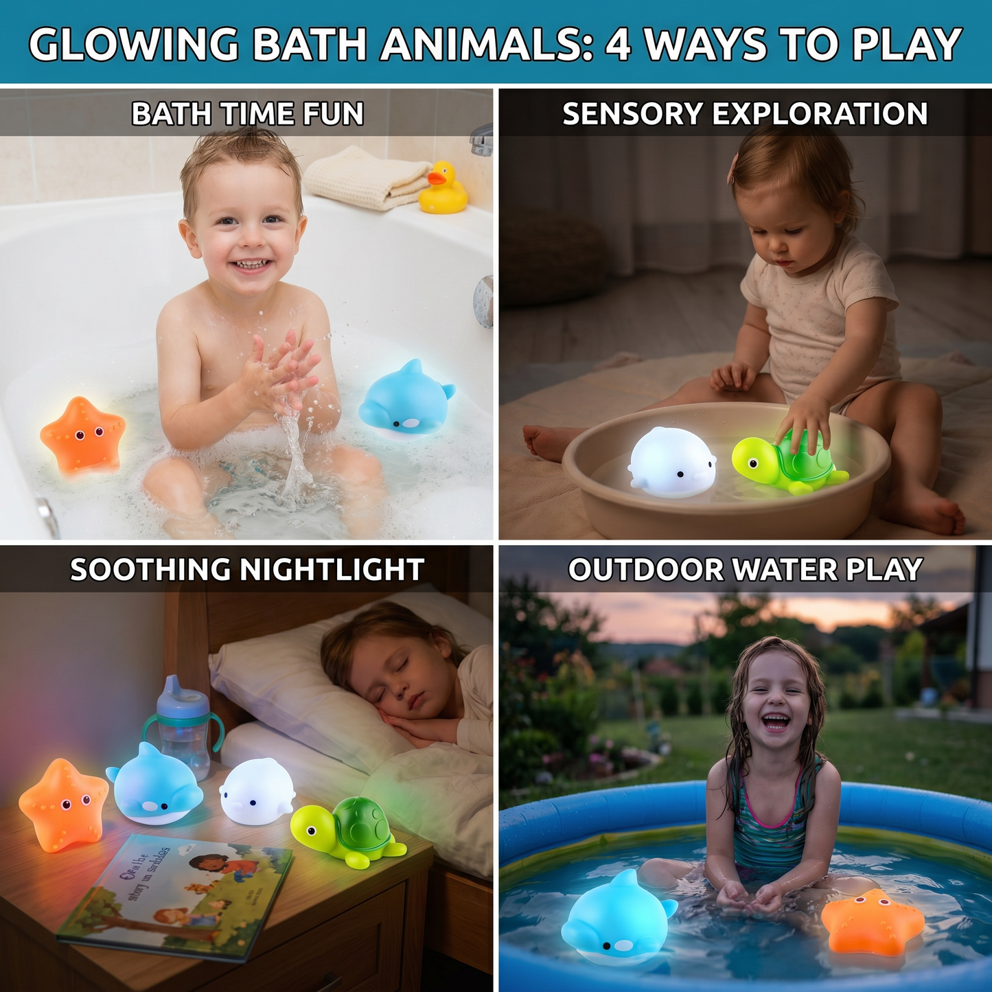 Glowing bath animals