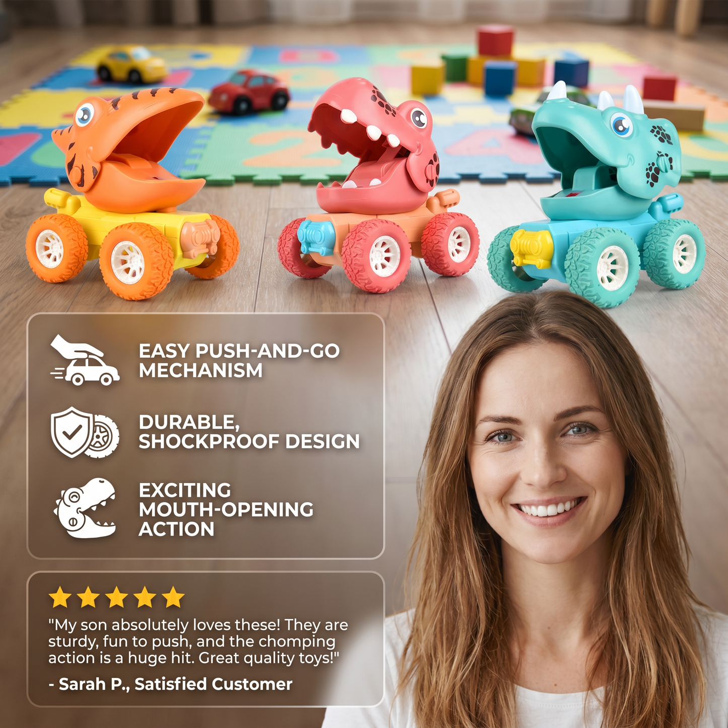 PUSH & DRIVE – DINO MONSTER TRUCKS