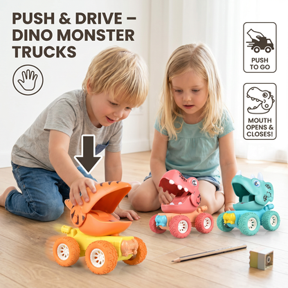 PUSH & DRIVE – DINO MONSTER TRUCKS