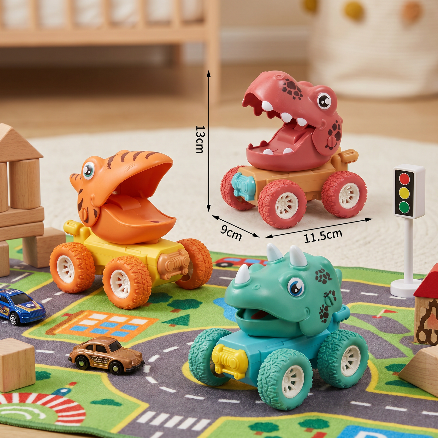 PUSH & DRIVE – DINO MONSTER TRUCKS