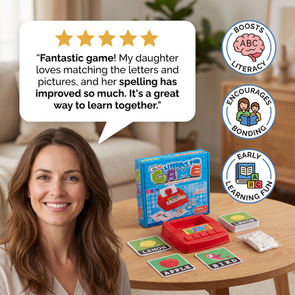 Interactive Spelling & Word Matching Game – Preschool Literacy Learning Toy with Picture Cards & Letter Tiles