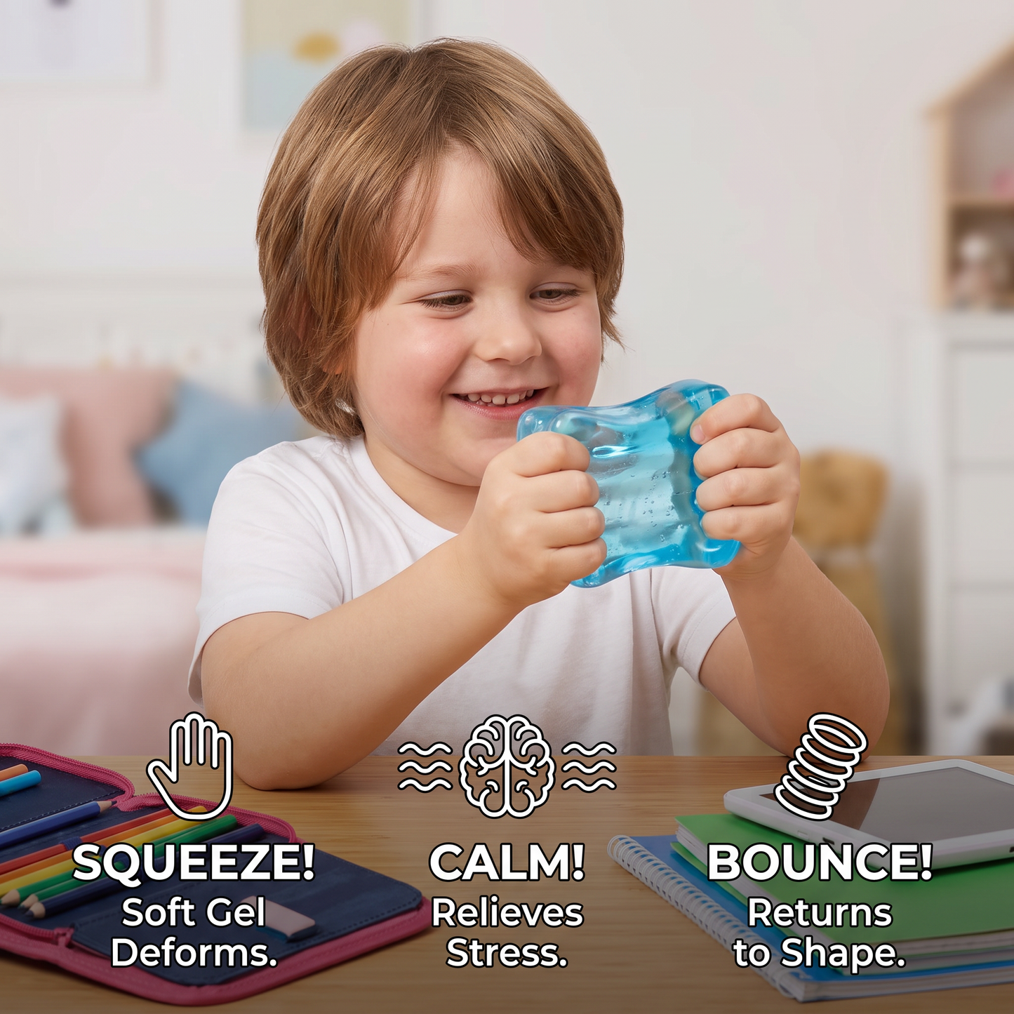 Cube Squishy Stress Ball – Soft Gel Sensory Fidget Toy