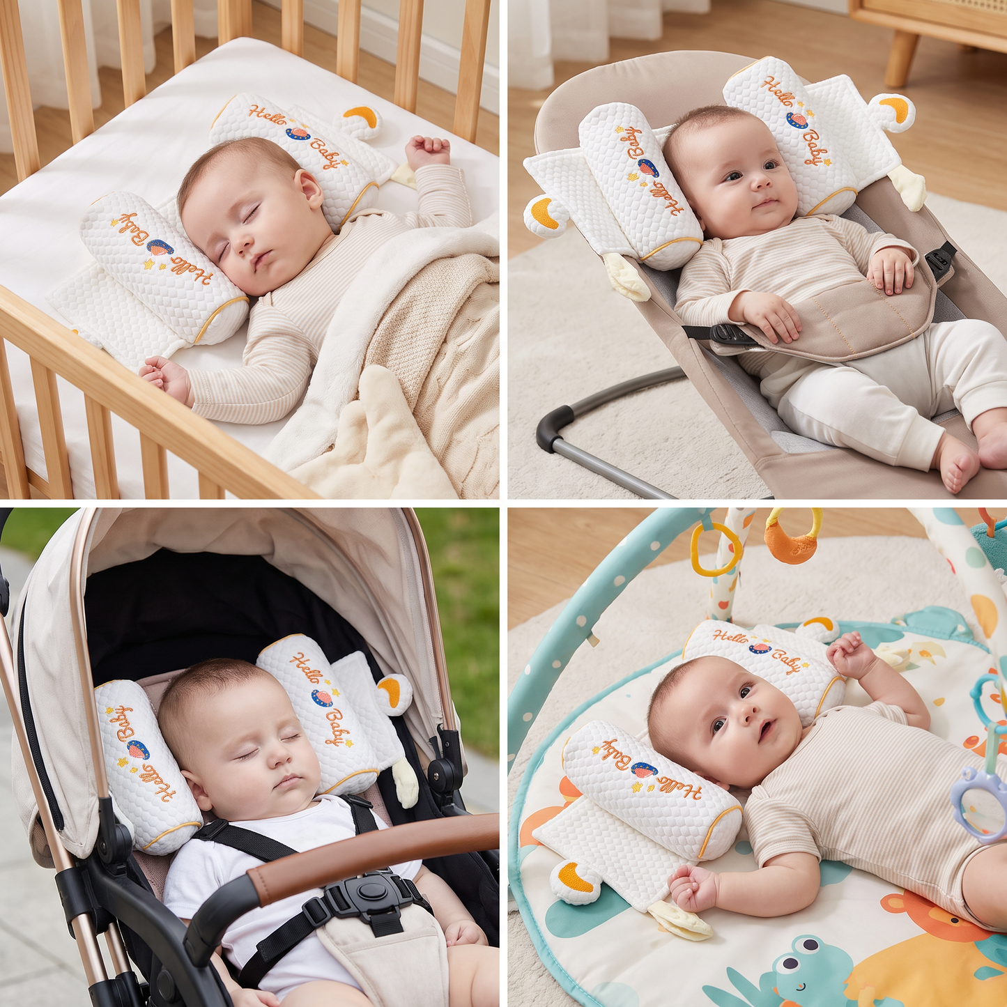 Adjustable Baby Head Shaping Pillow with Millet Filling