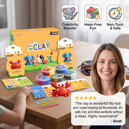 12-Piece Air Dry Clay Animal Craft Kit for Kids
