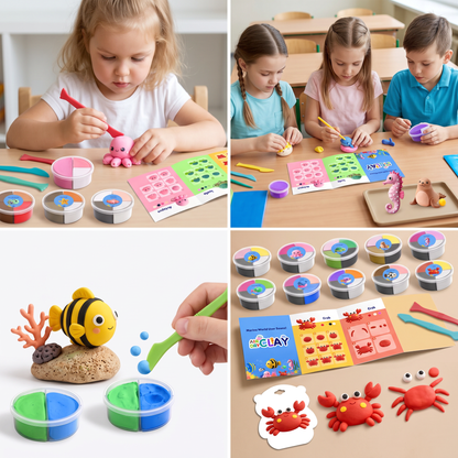 12-Piece Air Dry Clay Animal Craft Kit for Kids