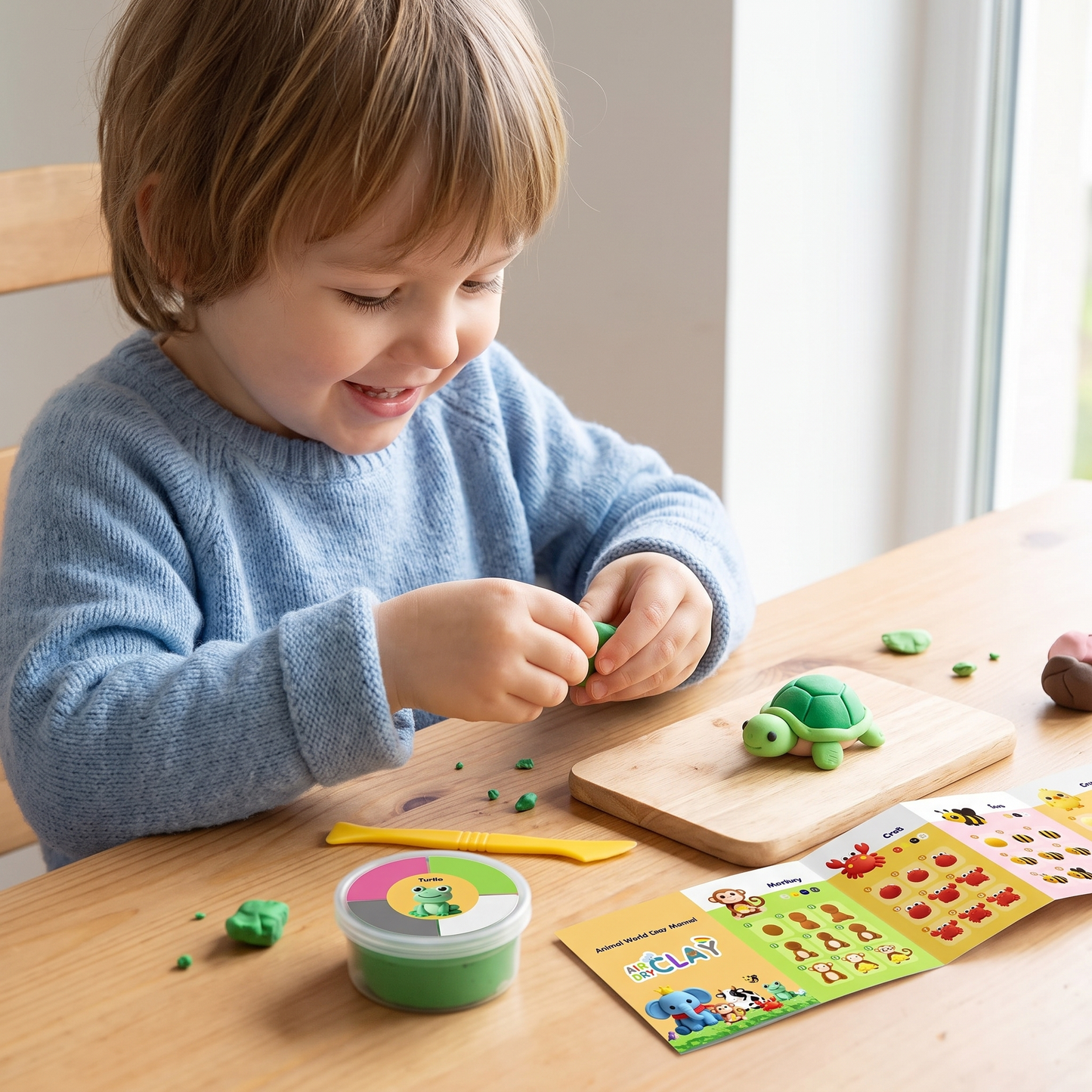 12-Piece Air Dry Clay Animal Craft Kit for Kids