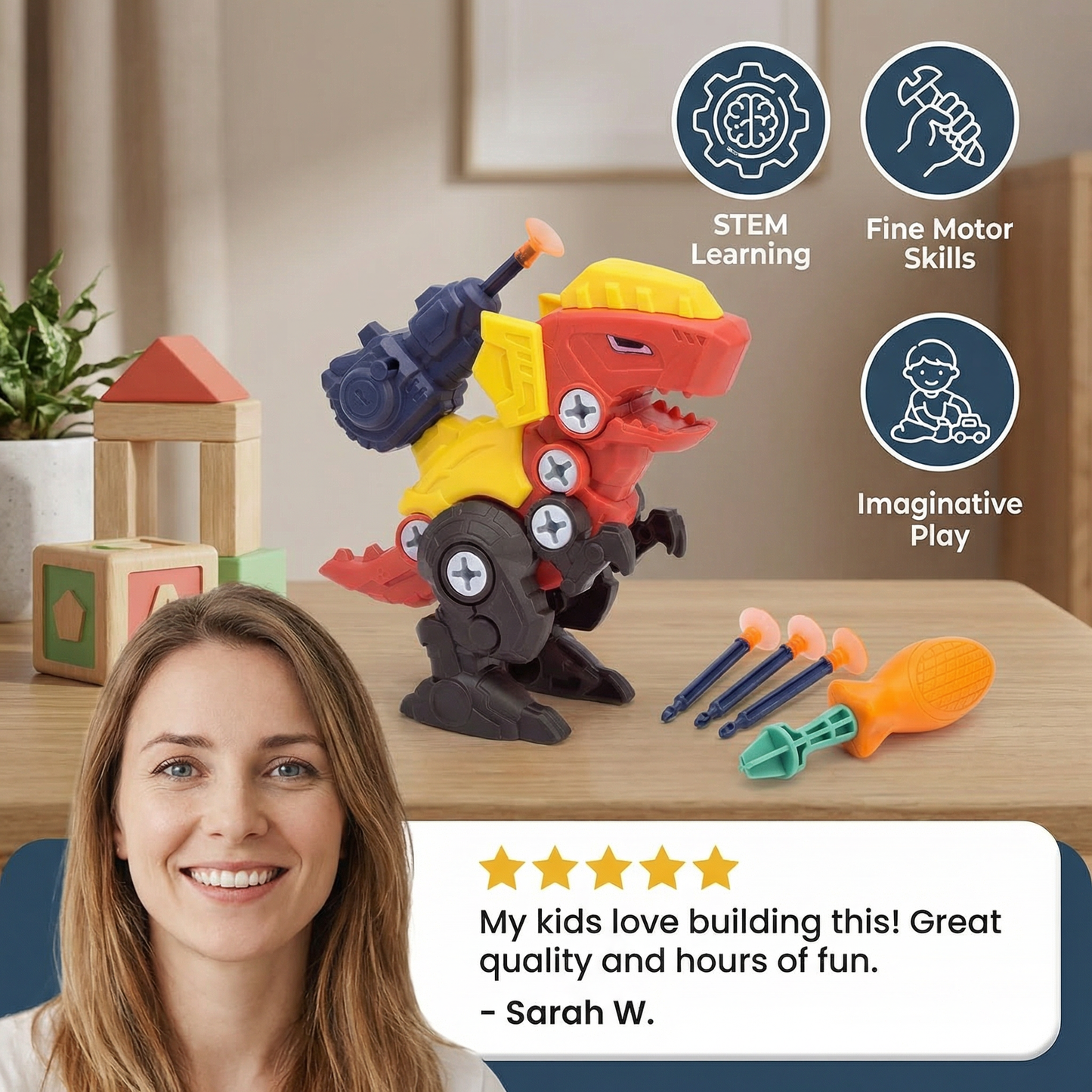Dinosaur Screw Set with Suction Cup Cannon