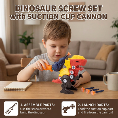 Dinosaur Screw Set with Suction Cup Cannon