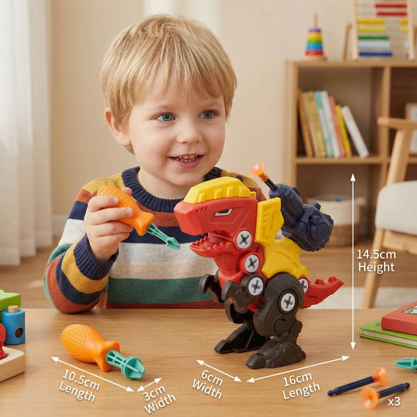 Dinosaur Screw Set with Suction Cup Cannon