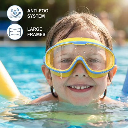 Kids Swimming goggles with large frames and anti-fog system
