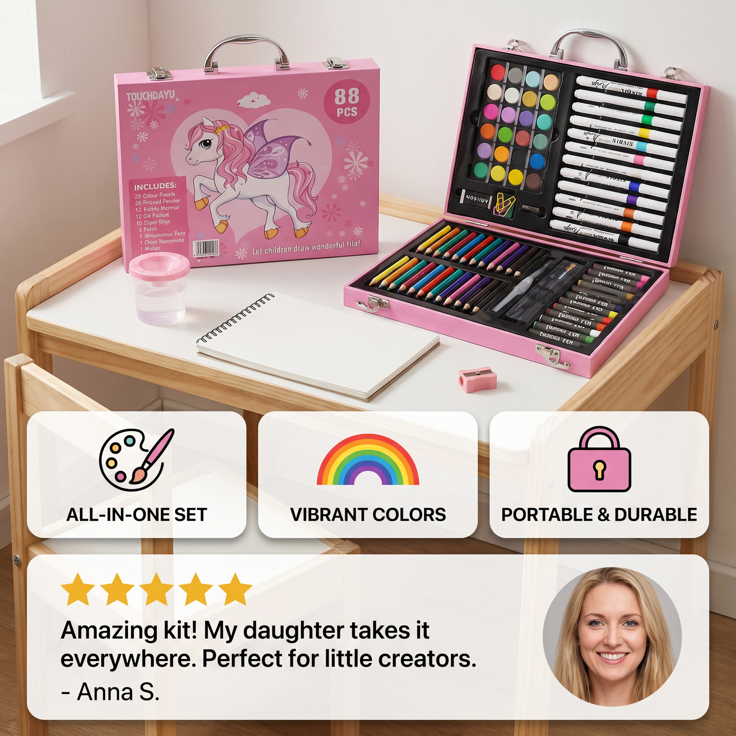 88-Piece Creative Art Case for Little Artists
