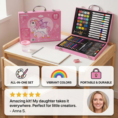 88-Piece Creative Art Case for Little Artists