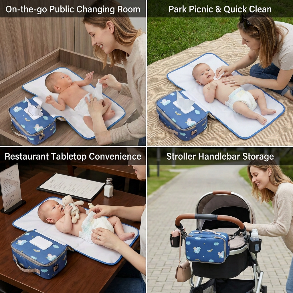 3in1 Stroller Organizer Bag – Waterproof Diaper Caddy with Insulated Pockets