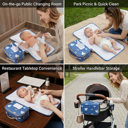 3in1 Stroller Organizer Bag – Waterproof Diaper Caddy with Insulated Pockets