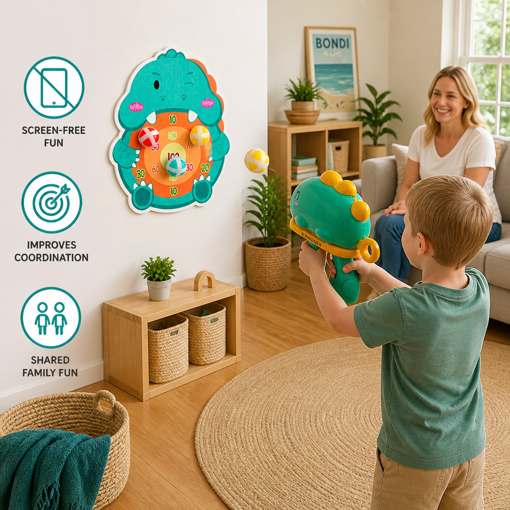 Dinosaur Sticky Ball Shooter – Target Shooting Game for Kids