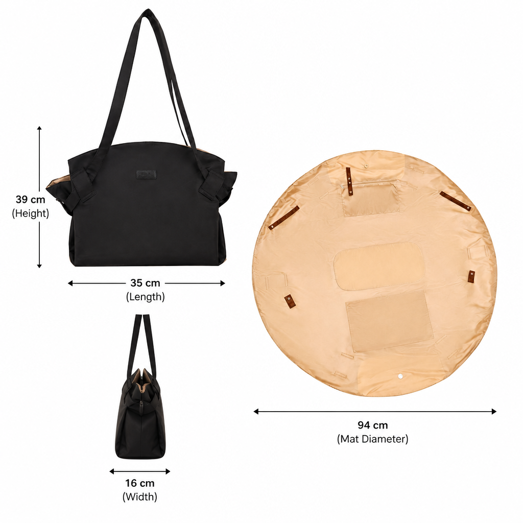2-in-1 Folding Diaper Bag & Changing Mat – Lightweight & Spacious Travel Tote for Moms