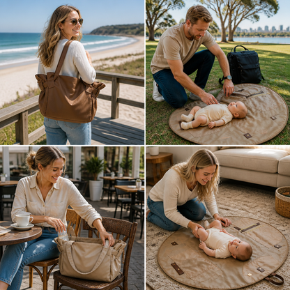 2-in-1 Folding Diaper Bag & Changing Mat – Lightweight & Spacious Travel Tote for Moms