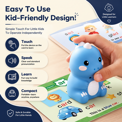Interactive Dinosaur Talking Flash Cards & Stickers – Montessori Phonics & Sight Words Learning Set