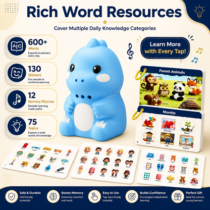 Interactive Dinosaur Talking Flash Cards & Stickers – Montessori Phonics & Sight Words Learning Set