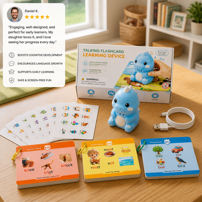 Interactive Dinosaur Talking Flash Cards & Stickers – Montessori Phonics & Sight Words Learning Set