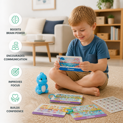Interactive Dinosaur Talking Flash Cards & Stickers – Montessori Phonics & Sight Words Learning Set
