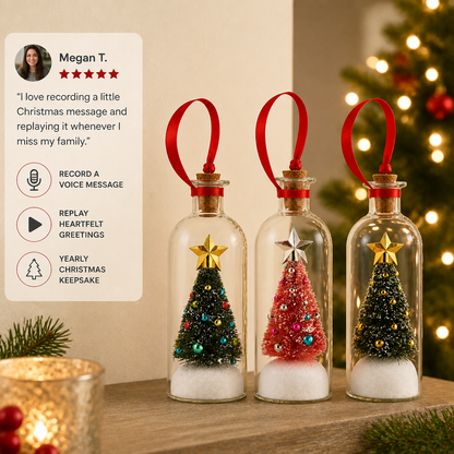 Recordable Christmas Message-in-a-Bottle Ornament with Voice Playback