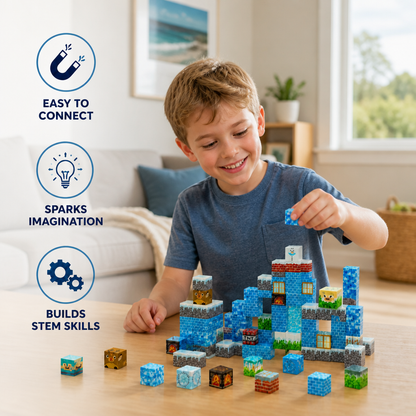 100-Piece Magnetic Building Cube Set – Montessori STEM Construction Toy for Kids