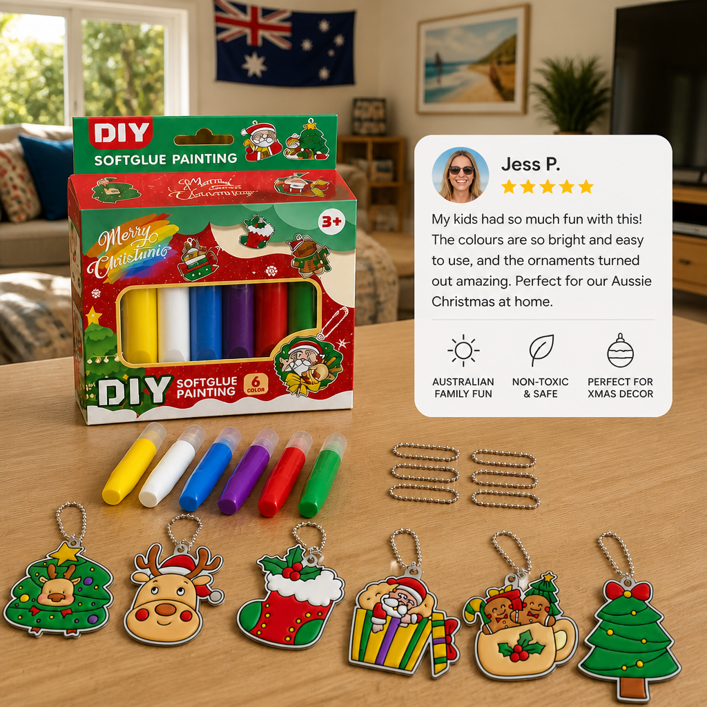 DIY Christmas No-Bake Glue Painting Ornament Craft Kit for Kids