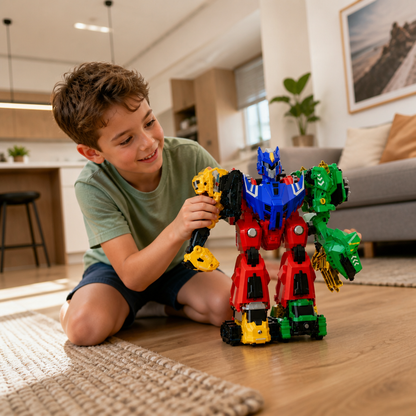 6-in-1 Magnetic Transforming Toy – Build 6 Vehicles, 3 Dinosaurs & 1 Robot