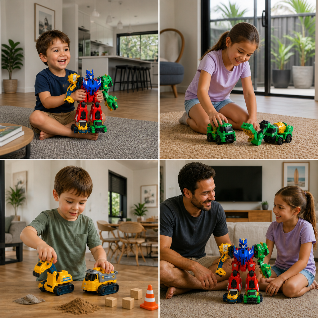 6-in-1 Magnetic Transforming Toy – Build 6 Vehicles, 3 Dinosaurs & 1 Robot