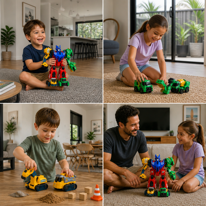 6-in-1 Magnetic Transforming Toy – Build 6 Vehicles, 3 Dinosaurs & 1 Robot