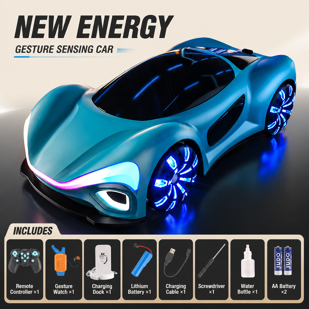 Light-Up RC Drift Car with Spray Effect & Charging Station