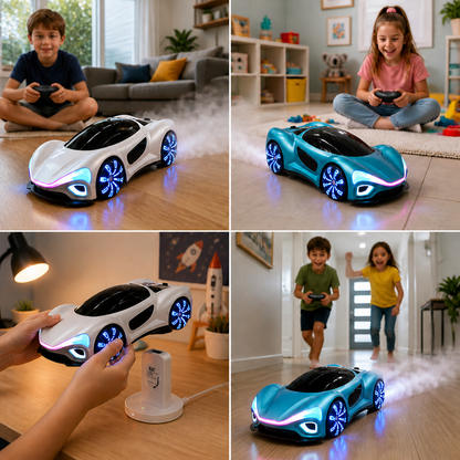 Light-Up RC Drift Car with Spray Effect & Charging Station
