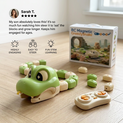 Interactive Growing RC Snake STEM Toy – Eats Blocks & Grows Longer