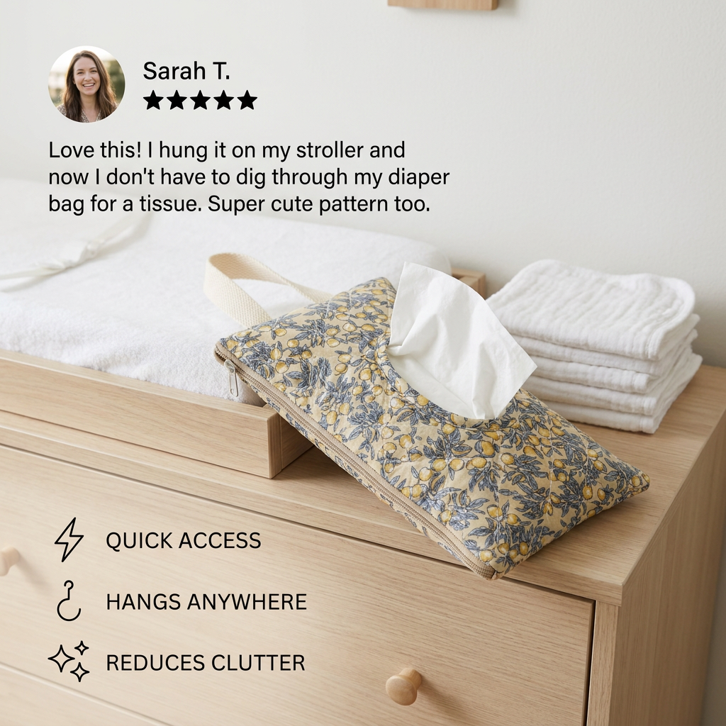 Hanging Tissue Holder for Strollers, Cribs & Cars